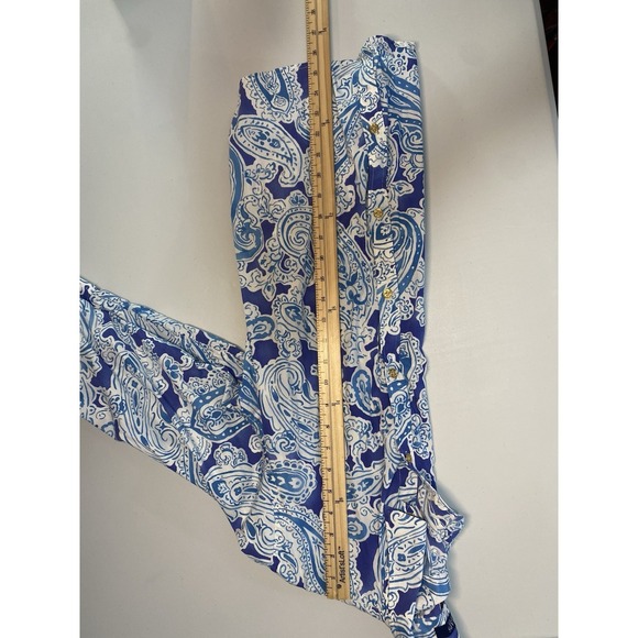 Chaps Womens 100% Cotton Shirt Size Large Paisley Coastal Preppy Nautical Career - Picture 7 of 11